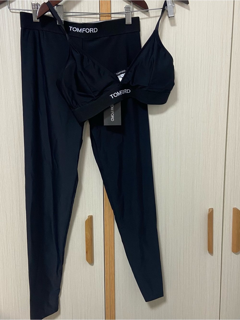 Tom Ford Black Stretch Leggings & Bralette Set